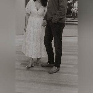 En Saison White Floral Midi Dress M